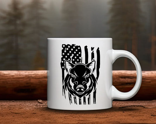US Flag Hog Hunting Coffee Mug