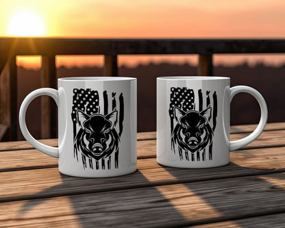 US Flag Hog Hunting Coffee Mug