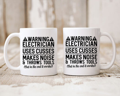 Warning Electrician Uses Cusses Electrician Coffee Mug